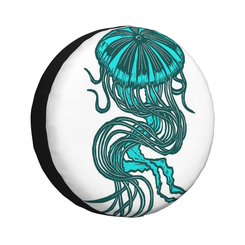 ( Jellyfish With Trailing Tentacles_5472) Spare Tire Cover For Rv Trailer, Waterproof Wheel Covers Protectors Camper Fit For Jeep Wrangler Rv Turquoise 6931076162313