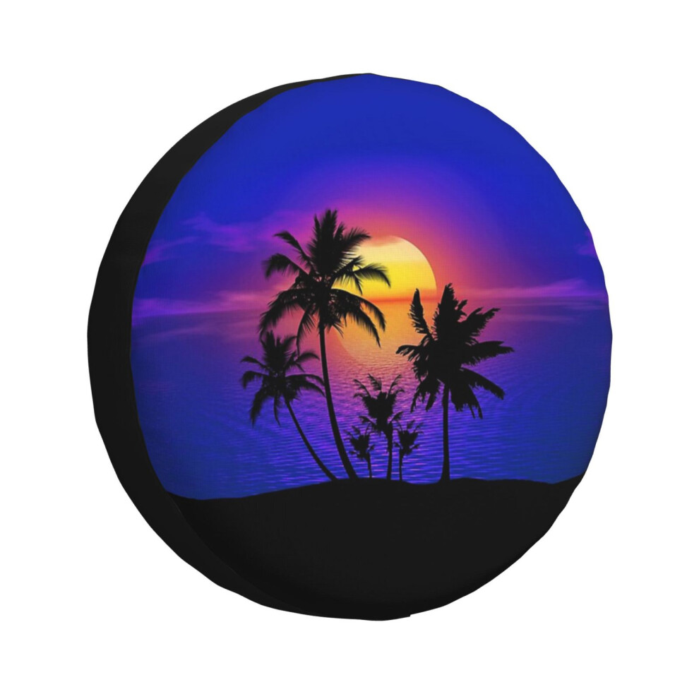 (Tropical Sunset Palm Trees_6923) Spare Tire Cover For Rv Trailer, Waterproof Wheel Covers Protectors Camper Fit For Jeep Wrangler Rv Suv Van Truck Tr 6931076162610