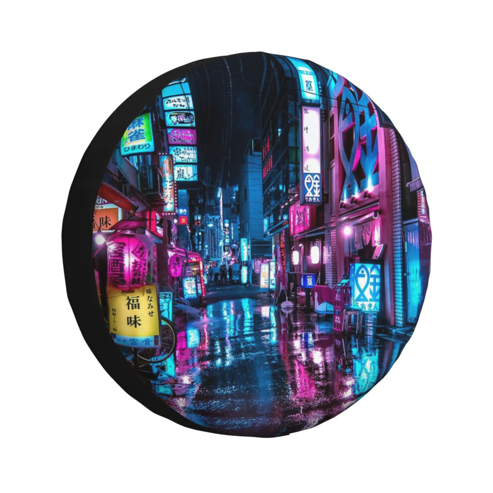 (Tokyo At Night - Shimbashi_3531) Spare Tire Cover For Rv Trailer, Waterproof Wheel Covers Protectors Camper Fit For Jeep Wrangler Rv Suv Van Truck Tr 6931076164218