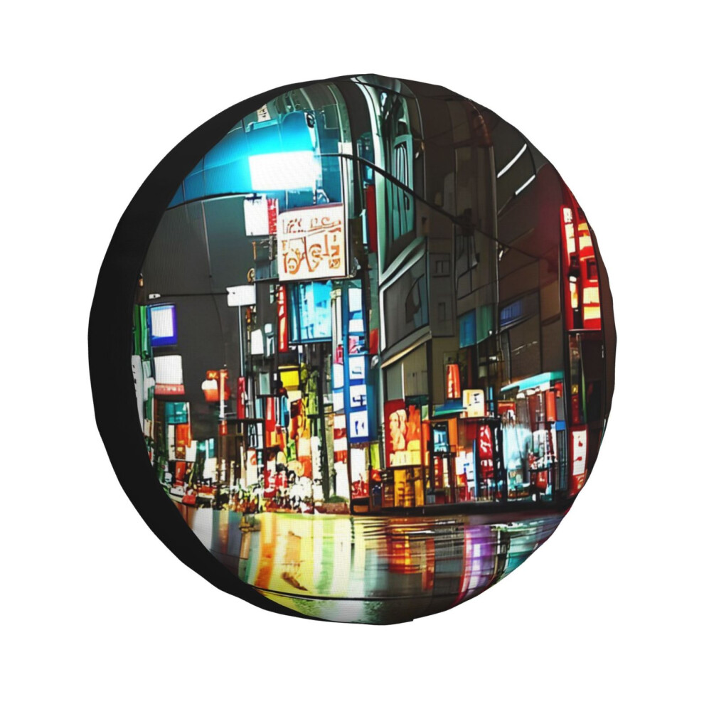 (Tokyo Neon - Night Scenario - Realistic_955) Spare Tire Cover For Rv Trailer, Waterproof Wheel Covers Protectors Camper Fit For Jeep Wrangler Rv Suv 6931076164188