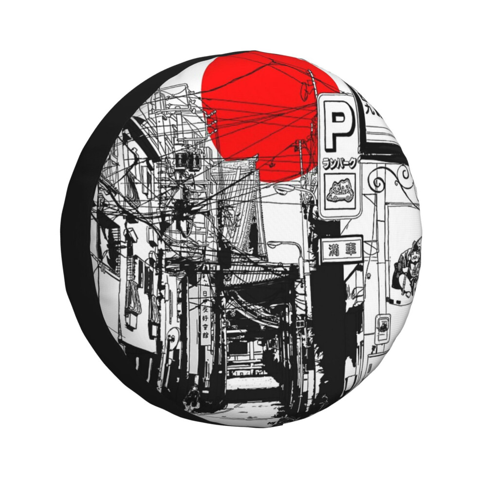 (Tokyo Street Sunrise_1156) Spare Tire Cover For Rv Trailer, Waterproof Wheel Covers Protectors Camper Fit For Jeep Wrangler Rv Suv Van Truck Travel V 6931076164171