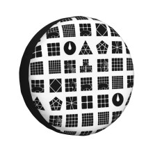 (WCA All 18 Events Cube Collage (Square-1, Clock, Multi-Blind, FMC, One-Handed, Etc.)_2569) Spare Tire Cover for RV Trailer, Waterproof Wheel Covers Protectors Camper Fit for Jeep Wrangler Rv SUV Van Truck Travel Vehicle / 14 15 16 17 Inch