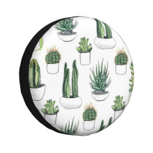 (Watercolour Cacti Succulents_386) Spare Tire Cover for RV Trailer, Waterproof Wheel Covers Protectors Camper Fit for Jeep Wrangler Rv SUV Van Truck Travel Vehicle / 14 15 16 17 Inch