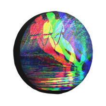 (Waterskiing_6265) Spare Tire Cover for RV Trailer, Waterproof Wheel Covers Protectors Camper Fit for Jeep Wrangler Rv SUV Van Truck Travel Vehicle / 14 15 16 17 Inch