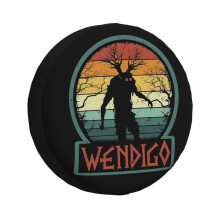 (Wendigo - Retro Vintage Algonquian Cryptid Monster Gift_7416) Spare Tire Cover for RV Trailer, Waterproof Wheel Covers Protectors Camper Fit for Jeep Wrangler Rv SUV Van Truck Travel Vehicle / 14 15 16 17 Inch