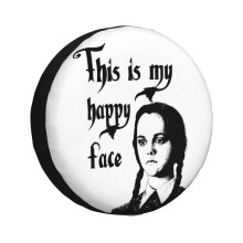 (Wednesday Addams - This Is My Happy Face_1870) Spare Tire Cover for RV Trailer, Waterproof Wheel Covers Protectors Camper Fit for Jeep Wrangler Rv SUV Van Truck Travel Vehicle / 14 15 16 17 Inch