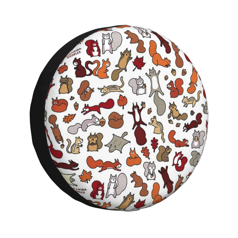 (Squirrels In Fall Doodle_7065) Spare Tire Cover For Rv Trailer, Waterproof Wheel Covers Protectors Camper Fit For Jeep Wrangler Rv Suv Van Truck Trav 6931076152840