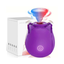 (Purple) Rose Sucking Vibrator Dildo Women Massager Sex Toy