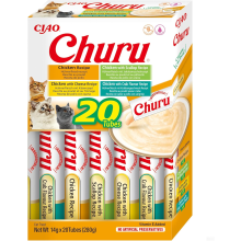 Churu by INABA Cat Treat - Chicken Variety Box - 1 Pack (20 x 14g total) / Soft & Creamy Cat Treat, Delicious & Healthy Snack, Purée Food Topper,