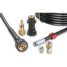 Knofer Drain Cleaning Kit for High Pressure Washer 100Ft 30m 200 bar - Pipe Unblocker Compatible with Karcher, Parkside, Lavor, Bosch Professional -
