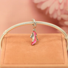 S925 silver crystal shoe pendant Barbie Pink series Pandora Style
