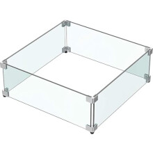 MESIDA 17.5"x17.5"x6" Fire Pit Glass Wind Guard, Tempered Glass Firepit Table Shield, Thick and Sturdy, with Hard Aluminum Corner Bracket & Rubber