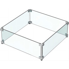MESIDA 19.5"x19.5"x6" Fire Pit Glass Wind Guard, Tempered Glass Firepit Table Shield, Thick and Sturdy, with Hard Aluminum Corner Bracket & Rubber