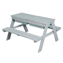 roba Children's Solid Wood Picnic Table With Sand Tub - Weatherproof - Indoor and Outdoor - Grey