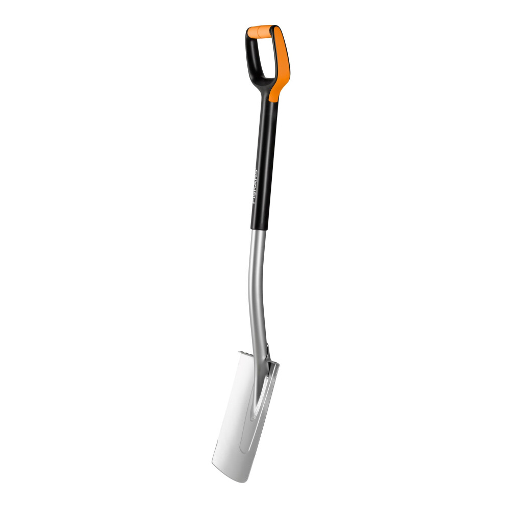 Fiskars Xact Edging & Planting Spade Medium, Length: 108 cm, Steel blade/fibreglass reinforced plastic handle, Black/Orange, Size: M, 1003682