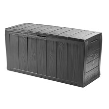 Keter Trunk in Resin Made of Panels with Wood Effect, Including Wheels, Lockable, 117 x 45 x 57.5 cm, 270 Lt, Gray Graphite