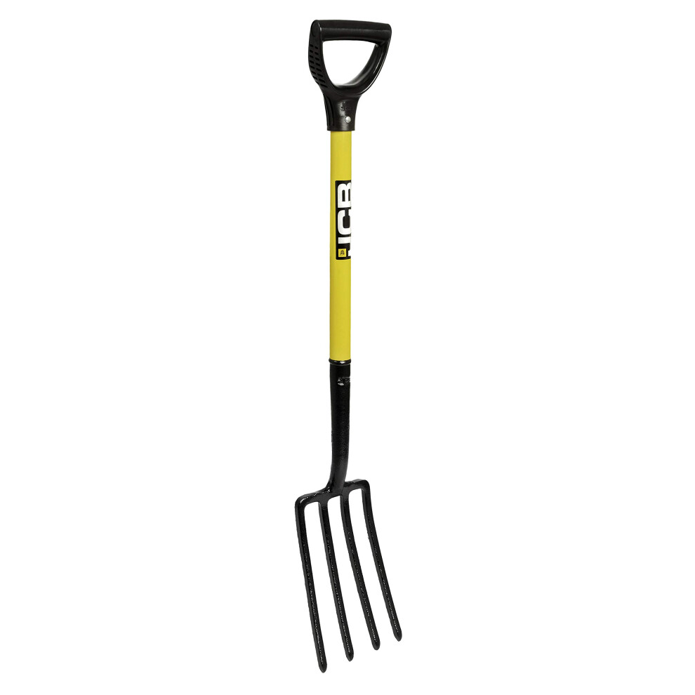 JCB Professional Border Fork High Carbon Steel 4 Prong Head , Garden Tool for Gardening, Landscaping, and Border Maintenance