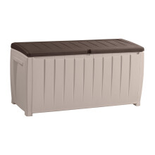 Keter Novel Outdoor Plastic Storage Box Garden Furniture, Beige and Brown, 124 x 55 x 62.5 cm
