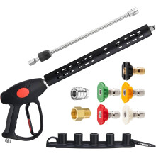 M Mingle Replacement Pressure Washer Gun with Extension Wand, M22 15mm or M22 14mm Fitting, 5 Nozzle Tips, 40 Inch, 4000 PSI