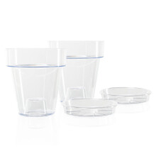 Kalapanta Transparent Plastic Pot for Orchids, with Drainage Holes and Saucer (2, ? 16 cm)