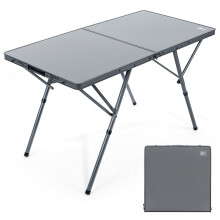EVER ADVANCED Camping Table that Fold up for 4-6 Person, 4ft Folding Picnic Height Adjustable, Foldable Outdoor Heavy Duty, Dining Table for Garden