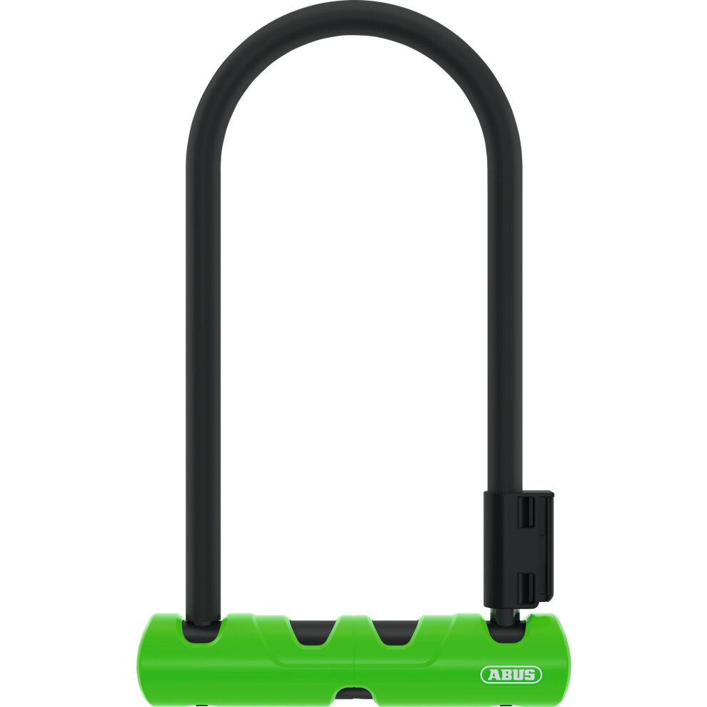 Abus U-Lock Ultra 410 + Sh34 Lock Holder - Bicycle Lock With Round Shackle - Security Level 8 - 230 Mm Shackle Height Black/Green