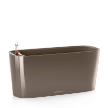 LECHUZA Self Watering Plant Pot Indoor DELTA 20 Plastic Flower Window Box Small Herb Planter without Drainage Hole H18 L40 W15 cm Shiny Taupe