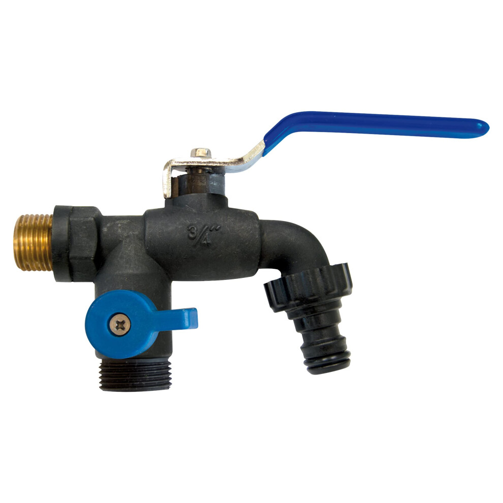S&M Black/Blue 180040 Anti-Ice Garden Tap With Two Outlet And Automatic Outlet, And