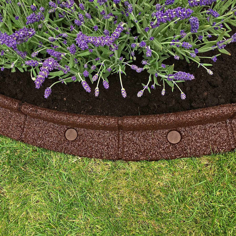 Ecoshape Brown Flexiborder - Lawn Edging - Flexible Garden Edging Border For Grass Lawns - Pathways - Raised Borders - Artificial Grass - 2 X 1M Lengths