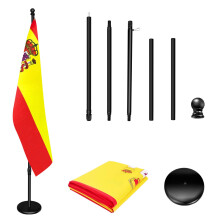 Indoor Flagpole with Base,200cm-252cm Raised and Lowered to Adjust the Height,The Base adds Weight, Flagpoles Rotate 360 Degrees, 90x150cm Spain Flag.