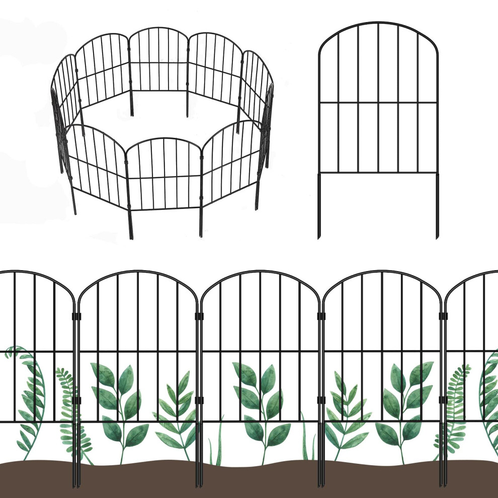Ousheng Decorative Garden Fence 10 Pack, Total 10Ft (L) X 24In (H) Rustproof Metal Wire Fencing Border Animal Barrier, Flower Edging For Landscape 5051218958527
