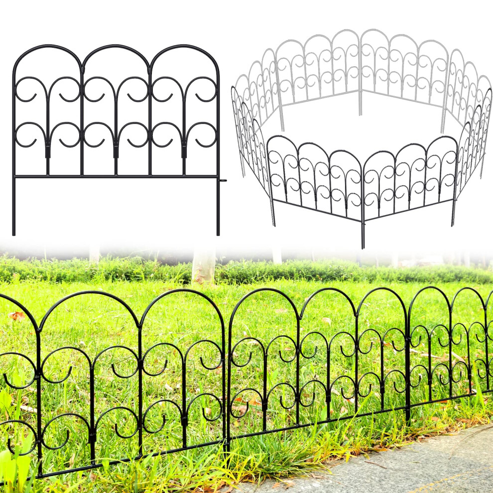 Thealyn Decorative Metal Garden Fence 40Cm. H X 47Cm. W (5 Panels, Total Length 2.35M) Fence Panels Landscape Fencing Rustproof Wrought Iron Garden 5051218958855