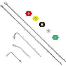 M MINGLE Pressure Washer Extension Wand - 120" Upgrade Power Washer Lance - Pressure Washer Accessories with 5 Nozzle Tips - 30?/90?/120? Curved Rod,