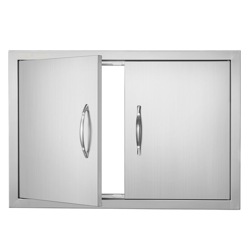 VEVOR BBQ Access Double Outdoor Kitchen Door, 711x482 mm Stainless Steel Flush Mount, Wall Vertical With Handles, for BBQ Island, Grilling Station,