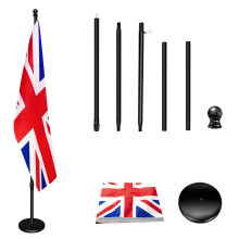 Indoor Flagpole with Base,200cm-252cm Raised and Lowered to Adjust the Height,The Base adds Weight, Flagpoles Rotate 360 Degrees, 90x150cm UK Flag.