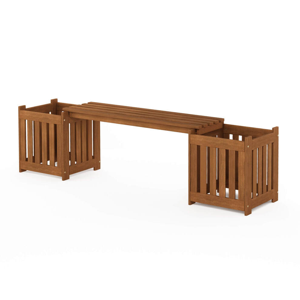 Furinno Outdoor Planter Box with Seater, Wood, Natural, 173.99 (W) x 45.46 (H) x 40.13 (D) cm-image-OPC-PGN87HV-NEW
