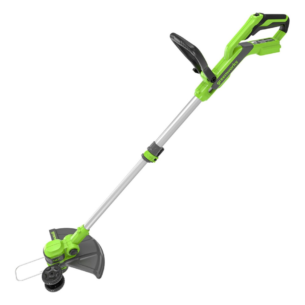 Greenworks 40V Cordless Strimmer Lawn Edger With Wheel For Small To Medium Gardens, 33cm Cutting Width, Autofeed 1.65mm Nylon Line, WITHOUT 40V