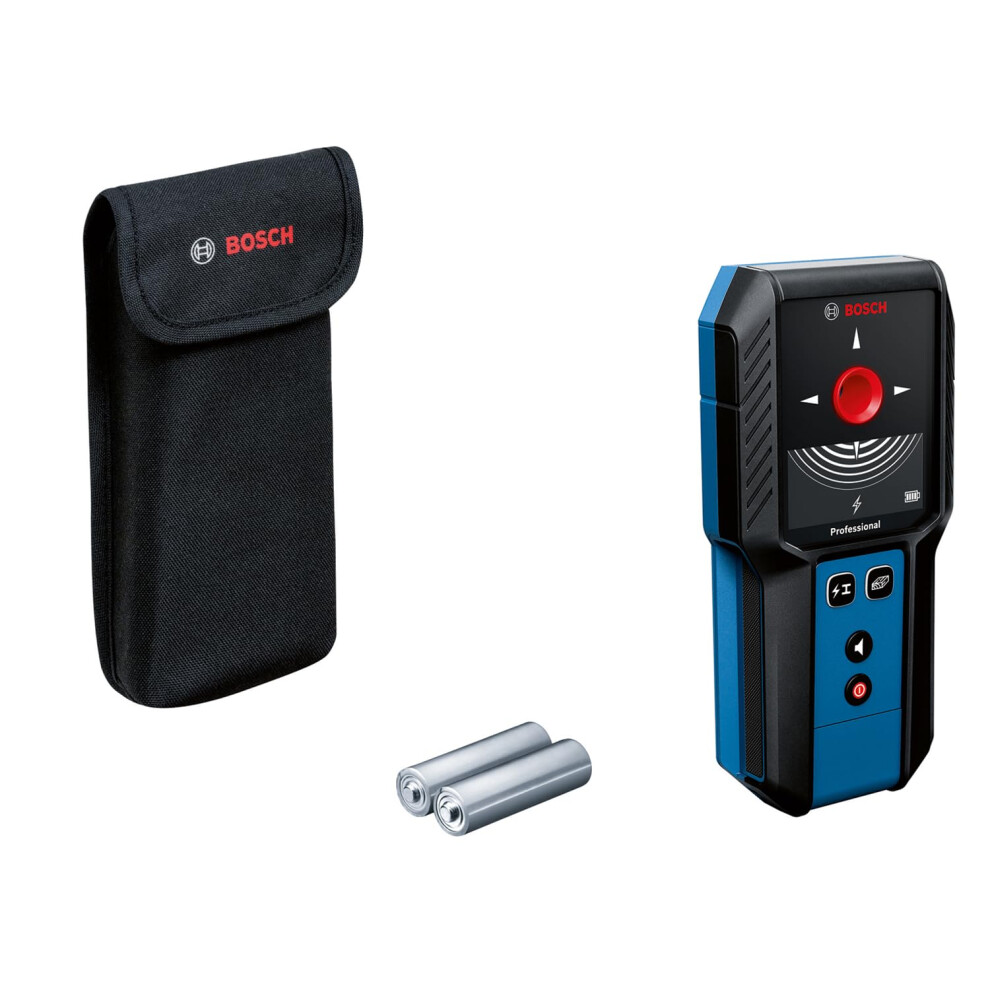 Bosch Professional Wall Scanner GMS 120-27 (2xAA Batteries, max. Detection Depth Non-Magnetic Metal/Magnetic Metal/Live-Wire/Wood: 120/100/50/30 mm,