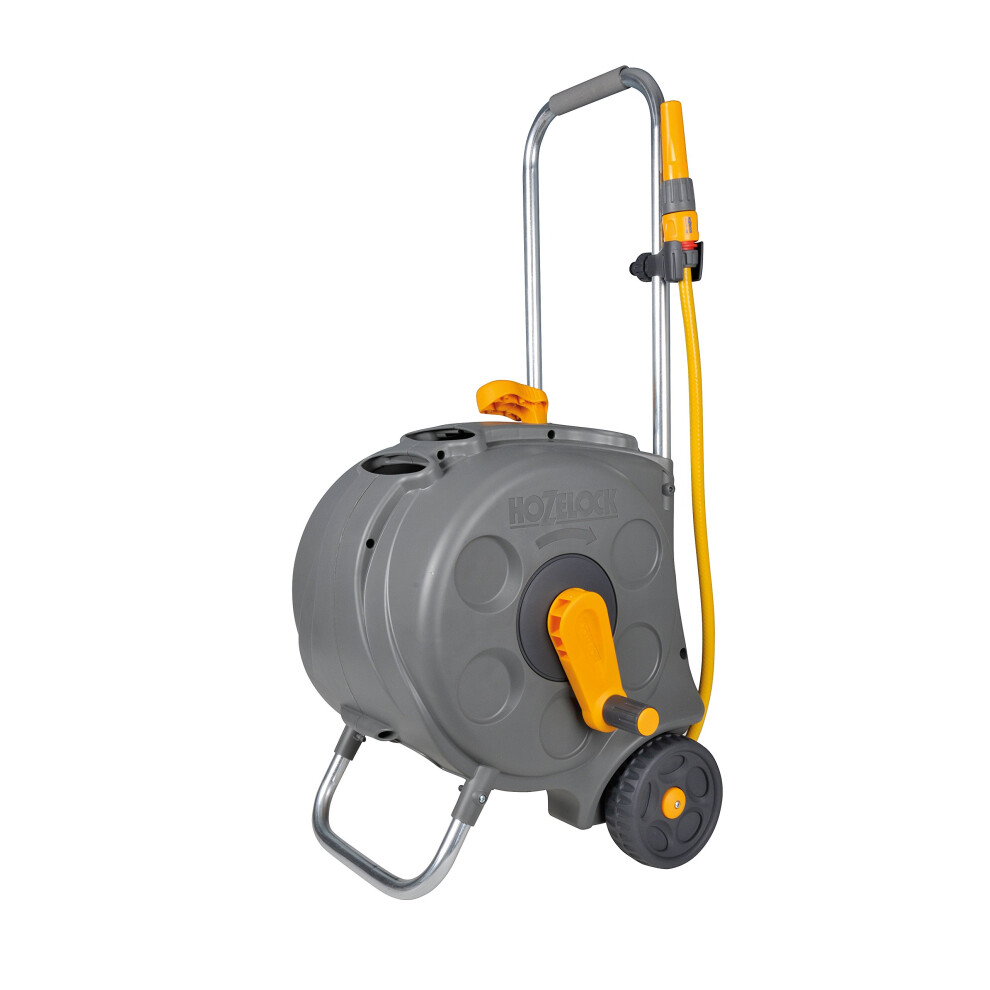 HOZELOCK - Compact Cart Reel 30m : Stable, Sturdy Reel on Wheels, Easy to Assemble and Use, Large Winding Handle, Enclosed Casing, Supplied with all