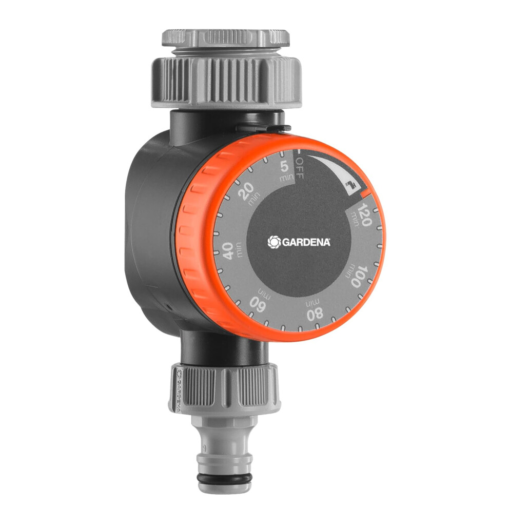 Gardena Water Timer: Automatic timer for faucets 26.5 mm (3/4 inch) or 33.3 mm (G1), flexible watering time (5-120 min), easy insertion thanks to