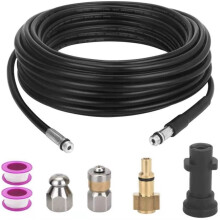 YUET 20M High Pressure Washer Drain Pipe Cleaning Hose Cleaner Kit Wth Adapter,Flexible Tube Unblocker Sewer Jetter, Jet Nozzle Rotating for Karcher