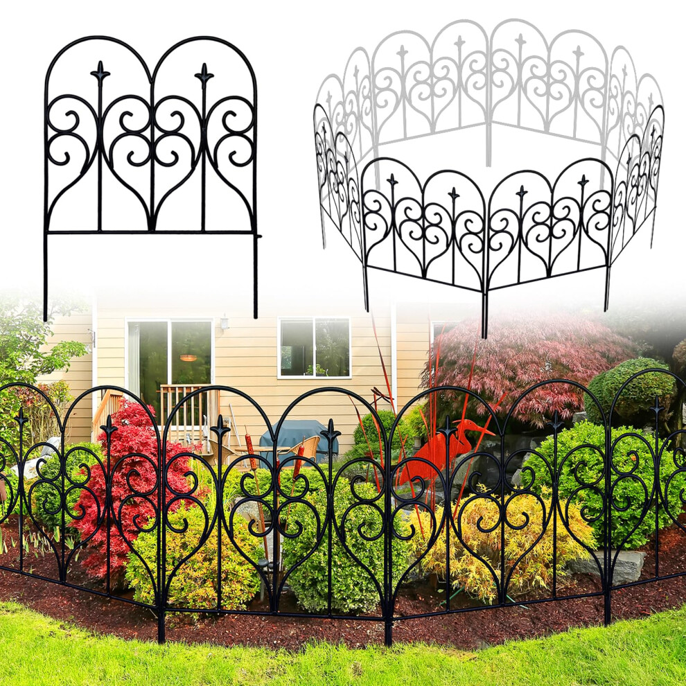 Thealyn Decorative Garden Fence 81Cm (H) X 3M (L) Fence Panels Rustproof Metal Dog Fence Animal Barrier, Garden Fencing Panel Border For Yard Patio 5051218984069