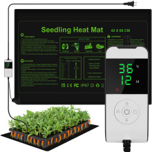 WADEO Heat Mat for Plants 54 X 27 cm, 30W Seedling Heat Mat with Thermostat 5 to 45?C, Waterproof & Durable Plant Heat Mat with Timing Function 0-12H,