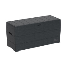 Duramax Cedargrain Durabox 270 Litre/ 71 Gallons plastic storage box, Outdoor Deck Garden Furniture Organizer, Lockable Lid, Plastic Cushion Box with