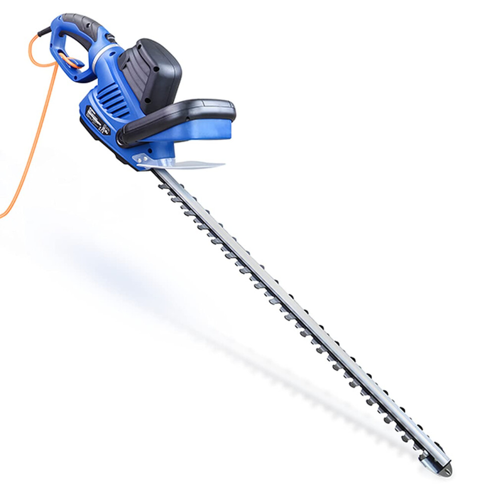 Hyundai 680w 610mm Corded Electric Hedge Trimmer Pruner, Rotatable Handle, 10m Power Cord, Handle Branches Up to 24mm in Diameter, 4.14kg, 3 Year
