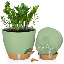 ZMTECH 30 cm Plant Pots with Drainage Holes Saucer Self Watering Planters with Watering Inlet Plastic Flower Pot for Indoor Outdoor Plants (Set of 2,