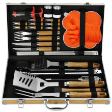 N NOBLE FAMILY 30PCS BBQ Accessories Set - Professional Stainless Steel BBQ Tools Set - Various and Complete BBQ Set - Outdoor Camping Barbecue Tool