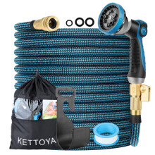 KETTOYA 200FT Expandable Garden Hose, Flexible Water Hose with 10-Pattern Spray Nozzle, Leak-Proof Retractable Heavy Duty Hose Pipe, 4-Layer Latex