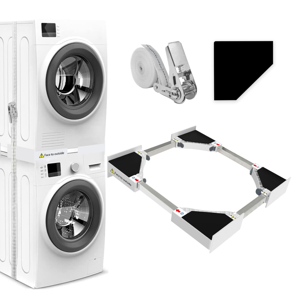 NIUXX Universal Stacking Kit for Washer and Dryer, Adjustable Stacking Frame Kit Fit for 46-66 cm Washing Machine and Tumble Dryers, Stacking Shelf