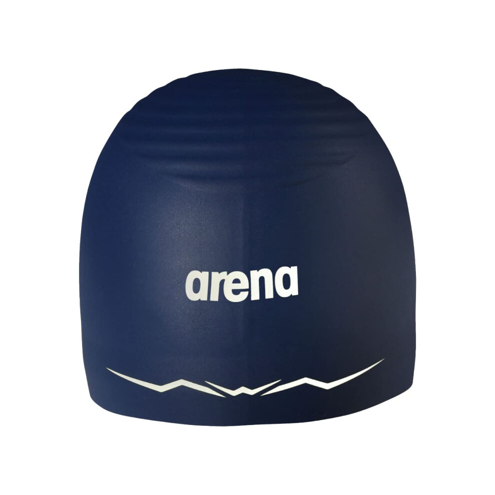 Arena Silicone Racing Swim Cap Men And Women Aquaforce Wave Hydrodynamic Performance Competitive Intensive Swimming, Navy, Medium